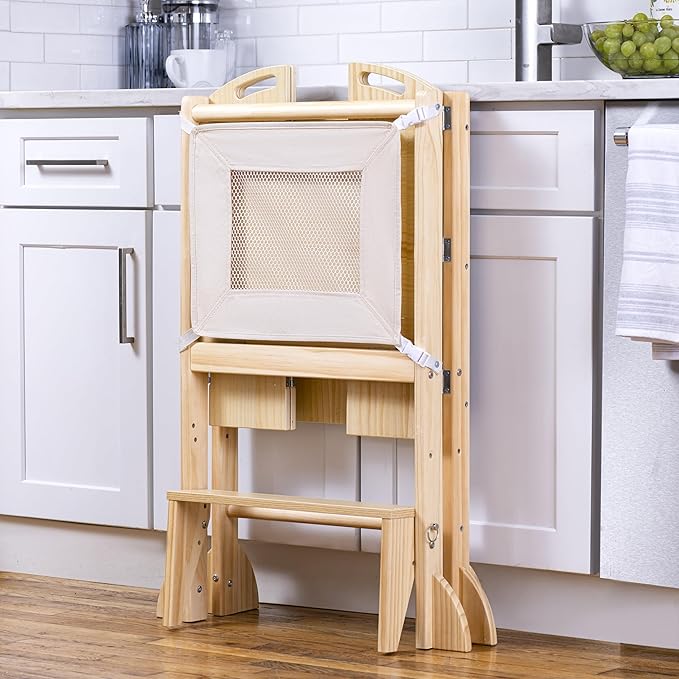 Avenlur Laurel - 4 in 1 Foldable Kitchen Tower - Step Stool for Toddlers - Ideal for Kitchen, Living Room, Playroom, and More - with Integrated Chalkboard - Children Kitchen Stool