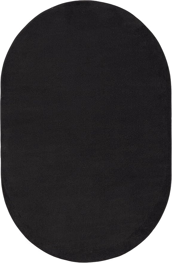 Nourison Essentials Indoor/Outdoor Black 6' x 9'Oval Area Rug, Easy Cleaning, Non Shedding, Bed Room, Living Room, Dining Room, Backyard, Deck, Patio (6x9 Oval)