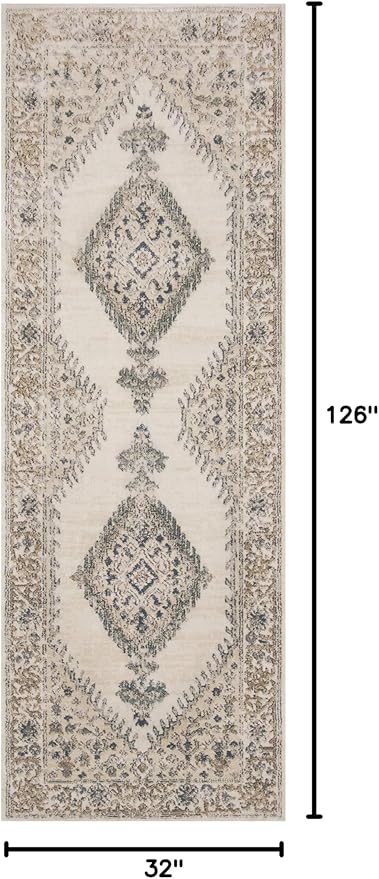 Loloi II Teagan Collection TEA-02 Oatmeal/Ivory 2'-8" x 10'-6", .25" Thick, Runner Rug, Soft, Durable, Neutral, Woven, Low Pile, Non-Shedding, Easy Clean, Living Room Rug