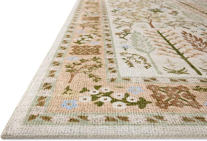 Loloi Rifle Paper Co. Canopy Collection CNP-01 Cream 5'-0" x 5'-0" Round Accent Rug