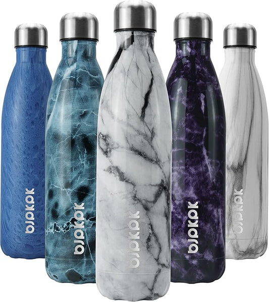 BJPKPK Stainless Steel Water Bottles -25oz/750ml -Insulated Water Bottles,Sports Water Bottles Keep Cold for 24 Hours and Hot for 12 Hours,Metal Travel Water Bottle,Marble Frozen