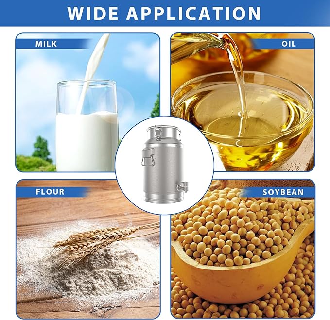 Milk Can, 304 Stainless Steel 20 Liter Milk Can with/Lid, 5 Gallon Milk Jug, Heavy Duty Tote Stainless Steel Water Jug, Milk Bucket Wine Pail Bucket for Milk and Wine Liquid Storage.