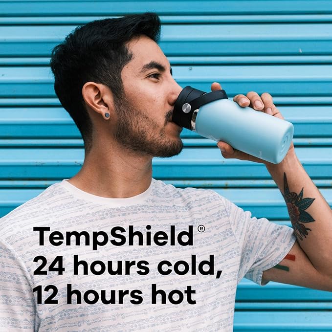 Hydro Flask Stainless Steel Wide Mouth Bottle with Flex Sip Lid and Double-Wall Vacuum Insulation for Coffee, Tea and Drinks