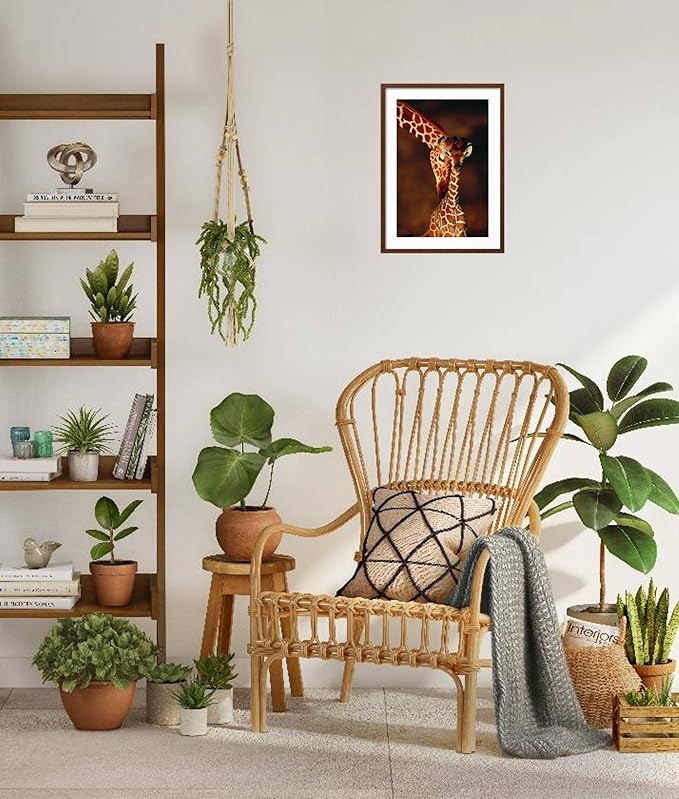 Framed Wall Art Prints Giraffe and Baby by Lantern Press, Animals Decor, 16" x 24", Espresso Frame with White Mat