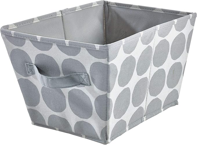 iDesign Dot Fabric Storage Bin, Angled Medium Basket Container with Dual Side Handles for Closet, Bedroom, Toys, Nursery - Gray