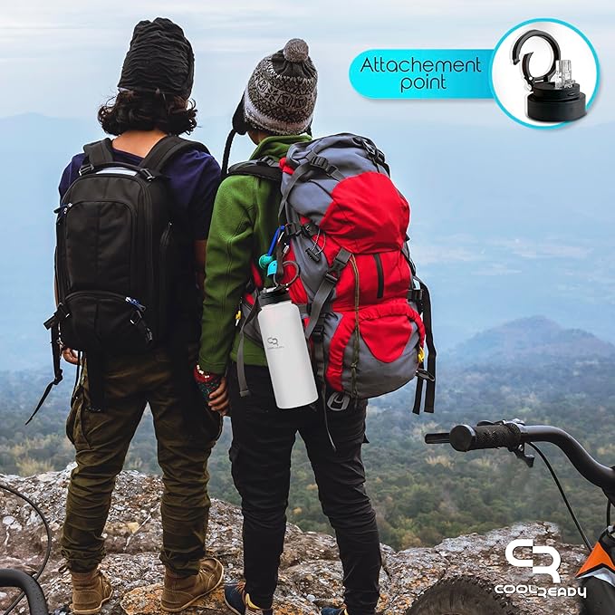 40oz Insulated White Water Bottle With Straw and Handle Lid, Thermos Coffee, Chug Lid - Double Walled Stainless Steel - Metal Water Bottle for Gym, Water Bottles Aesthetics