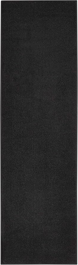 Nourison Essentials Solid Contemporary Black 2'x10' Runner Rug , 2'2" X 10'