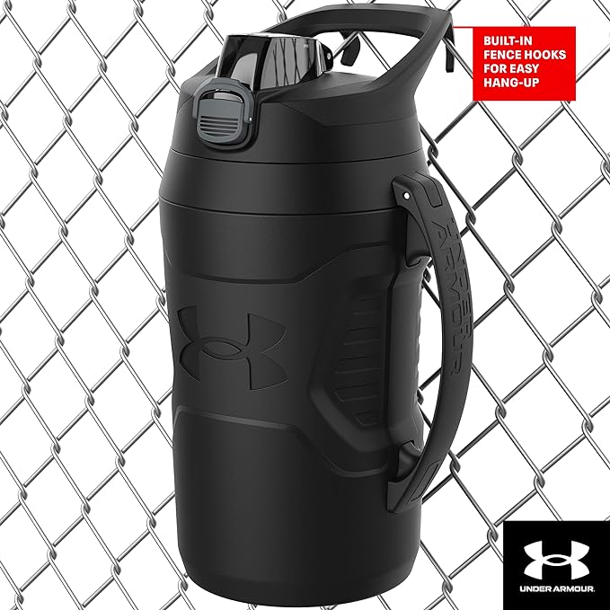 Under Armour Sports Water Jug, 32 oz Insulated Water Bottle w/Handle, Fence Hook, Leak Resistant, Baseball, Football & More