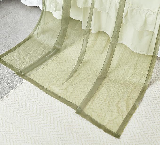Akiky Canopy Bed Curtains Queen Sheer Sage Green Bed Canopy Scarf Bed Canopy,Kids Bed Scarf-Curtains for Room Décor or Wedding Party Décor(2 Bed Canopy)