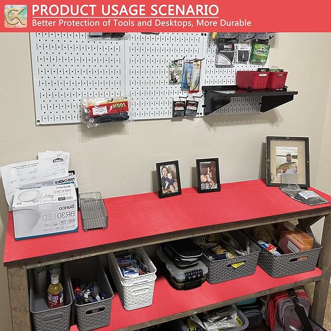 Foam Toolbox Liner Shelf Liner, Thickened Durable Pad Tool Box Mat for Protecting Your Tools, Work Surfaces, Garage, Chest -Red 3mm Thickness, 18 inch*24 ft