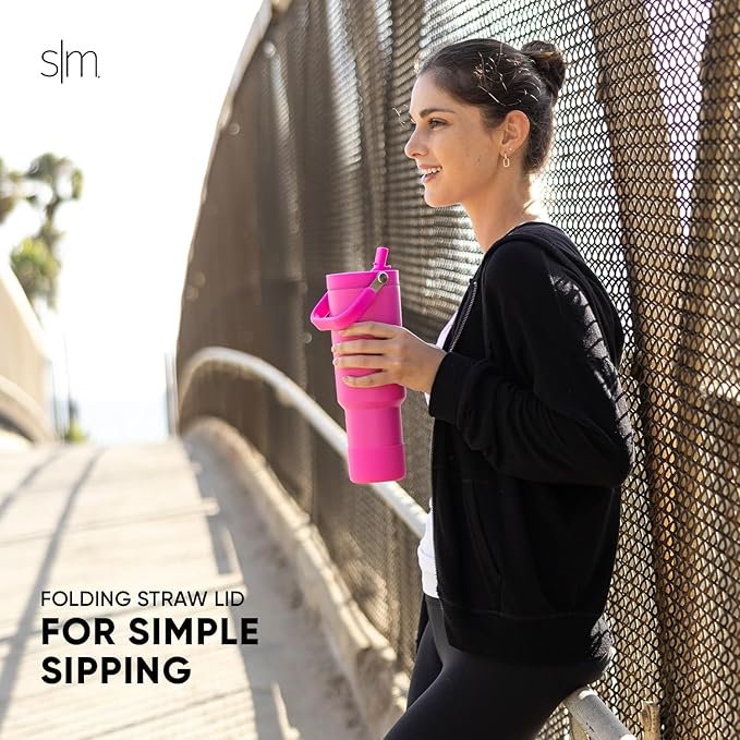 Simple Modern Trek Pivot | 40oz Flip Straw Tumbler with Handle | Water Bottle & Boot | Interchangeable Straw & Chug Lids | Insulated Stainless Steel Jug | Gym Sports Outdoors | Supersonic Blue