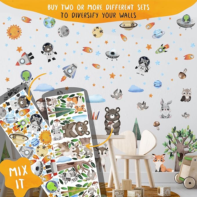 Rainbow Wall Decals by Lipastick - Rainbow Wall Stickers - Unicorn Wall Decals for Kids Bedroom Room Nursery – Kids Wall Stickers Cloud Stars Ponies - Waterproof Wall Art Décor S Size