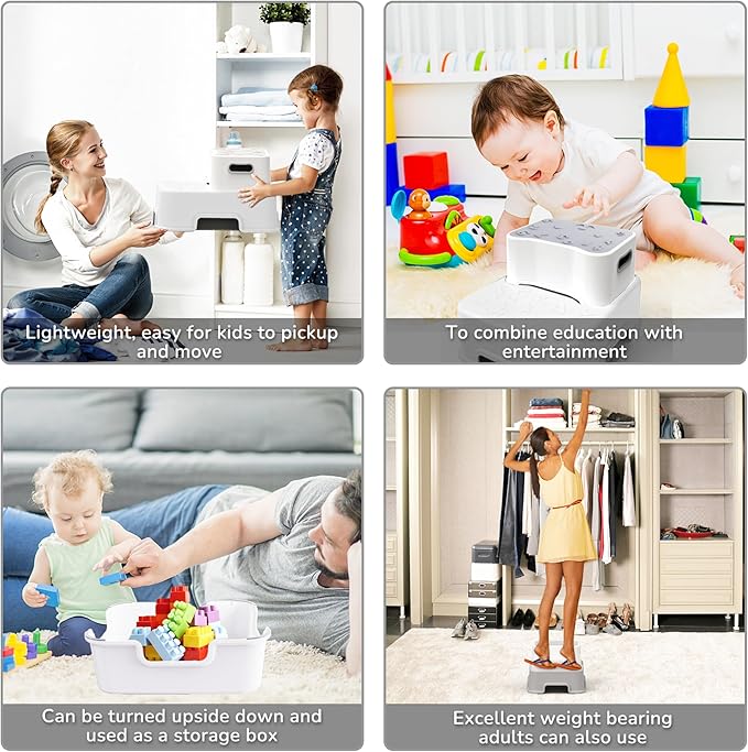 Step Stool for Kids, Anti-Slip Sturdy Toddler Two Step Stool for Bathroom, Kitchen and Toilet Potty Training (White)