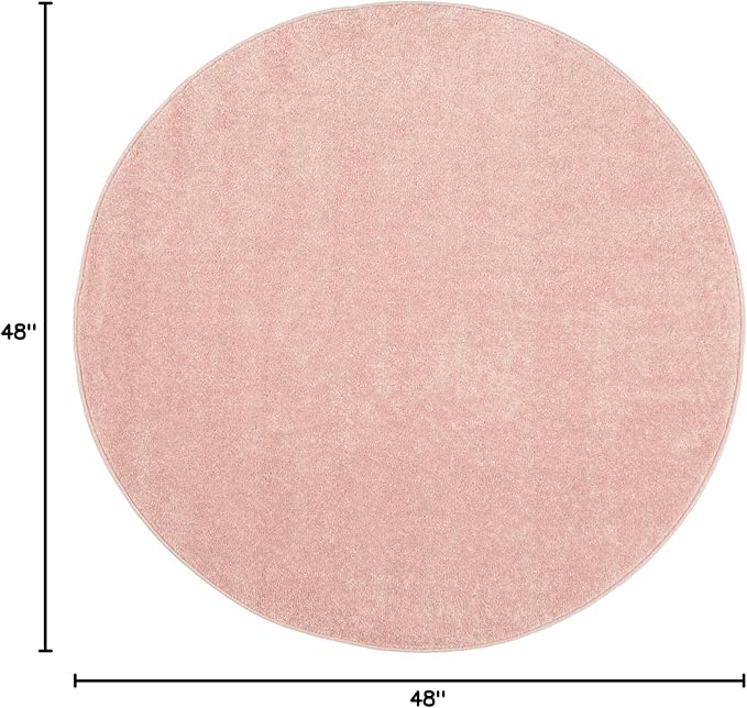 Nourison Essentials Indoor/Outdoor Pink 4' x Round Area Rug, Easy Cleaning, Non Shedding, Bed Room, Living Room, Dining Room, Backyard, Deck, Patio (4 Round)