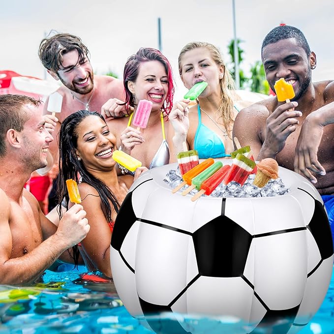 Soccer Party Decorations Inflatable Cooler Soccer Drink Cooler Reusable Floating Party Cooler Blow up PVC Football Party Cooler for Sports Themed Supply Drink Beer Food for Summer Parties(2 Pcs)