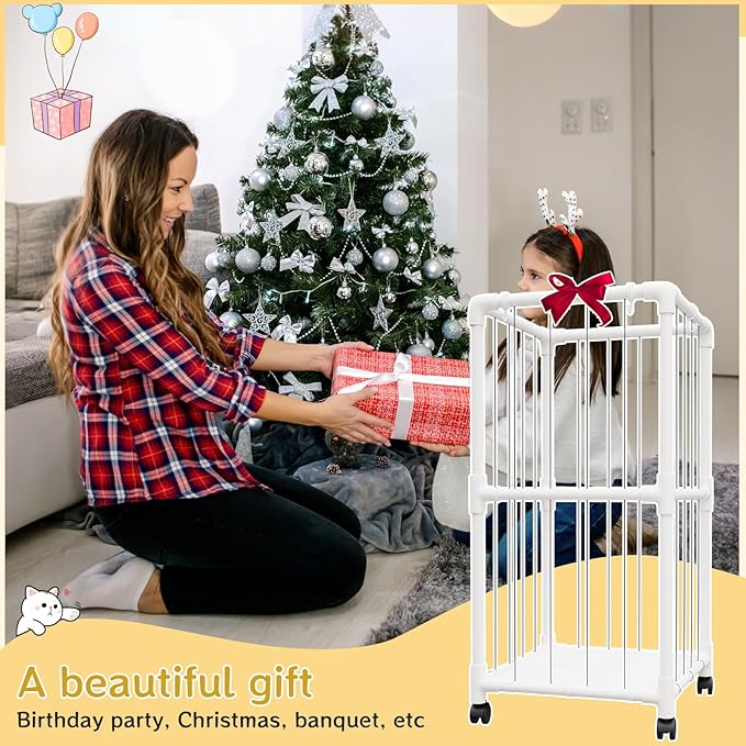 Large Stuffed Animal Zoo Cage with Wheel, Plush Animal Storage Holder for Stuffed Animals, Playroom, Bedroom, Nursery, Stuffed Animal Storage Shelves Display Decor, Kids Toy Storage Organizer