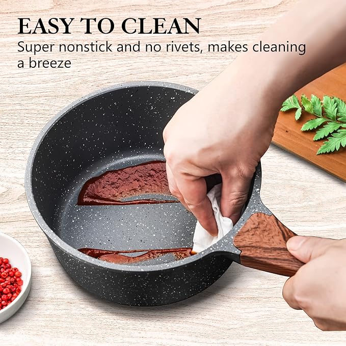 SENSARTE Nonstick Cookware Set 8-Piece, Healthy Pots and Pans Non-toxic Kitchen Cooking Set with Swiss Granite Coating, Stay-Cool Handles, Induction Compatible, PFOA free