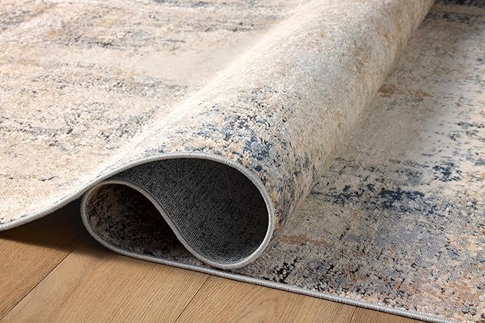 Loloi Teagan Collection 5'-3" x 7'-6" Area Rug in Ivory/Mist - Large, Soft Neutral Rug, High-Traffic for Living Room, Bedroom, Home Office, Dining Area