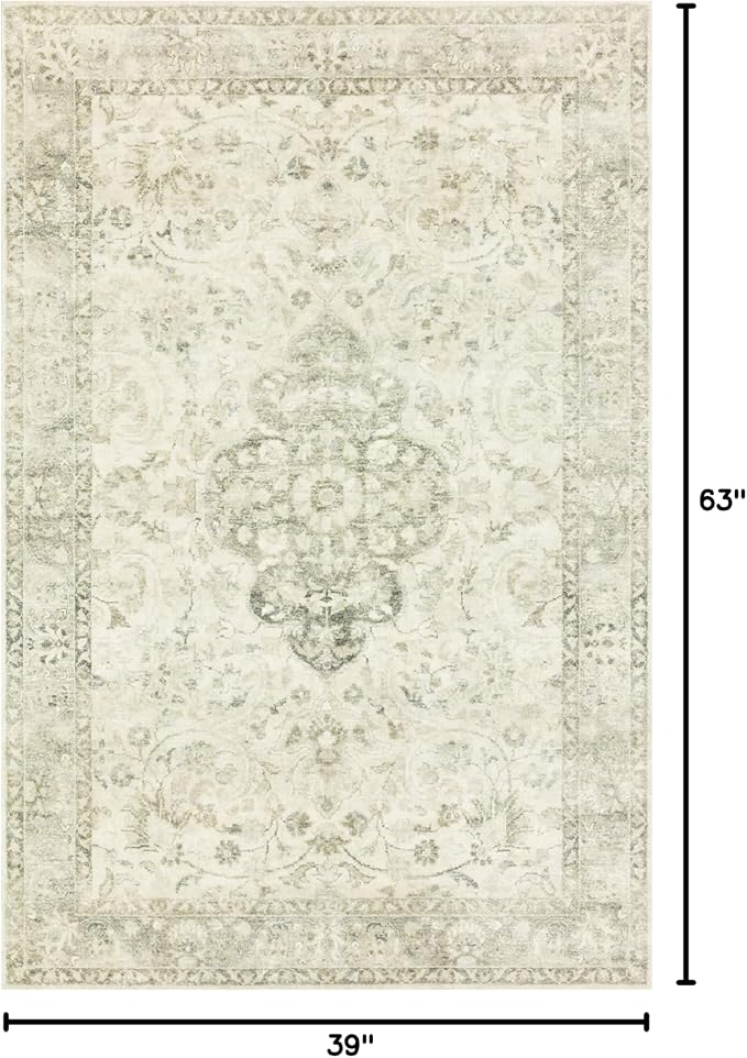 Loloi II Rosette Ivory/Silver 3'-3" x 5'-3" Accent Rug