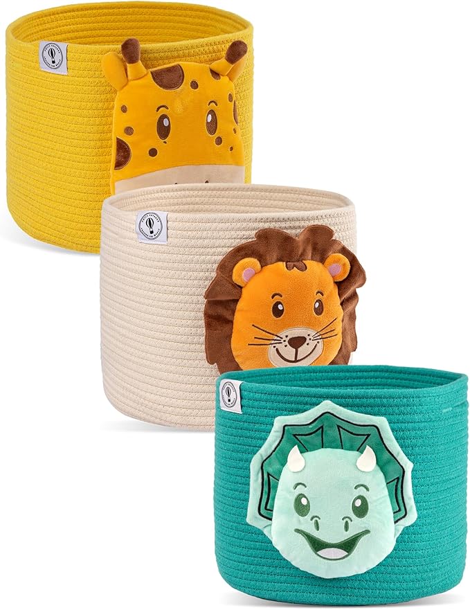 Petit Voyager Giraffe Baby Basket - Charming Cotton Rope Nursery Basket, Cute Basket for Decor and Toy Baskets for Kids Room, Decorative Animal Baskets for Nursery