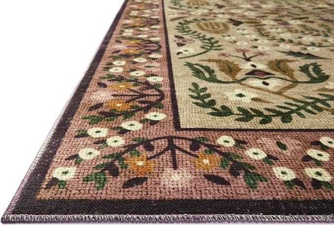 Loloi Rifle Paper Co. Canopy Collection CNP-03 Aubergine 3'-9" x 3'-9" Round Accent Rug