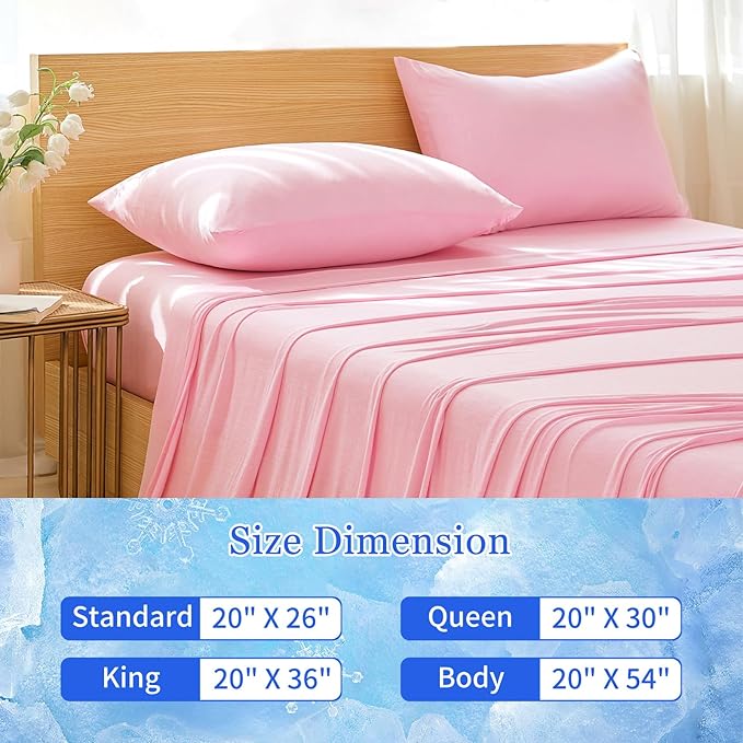 Cooling Pillow Cases for Hot Sleepers - Double Side Arc-Chill Q-Max>0.5 Cooling Fiber Cool Pillow Cases 2 Pack - Breathable Soft Cold Pillow Cases with Hidden Zipper (Pink, 20" x 30")