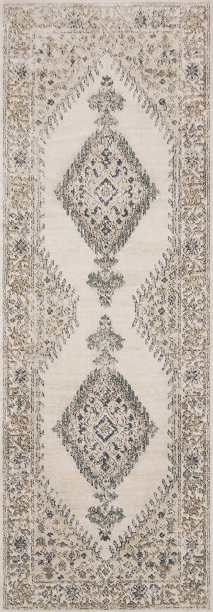Loloi II Teagan Collection TEA-02 Oatmeal/Ivory 2'-8" x 10'-6", .25" Thick, Runner Rug, Soft, Durable, Neutral, Woven, Low Pile, Non-Shedding, Easy Clean, Living Room Rug