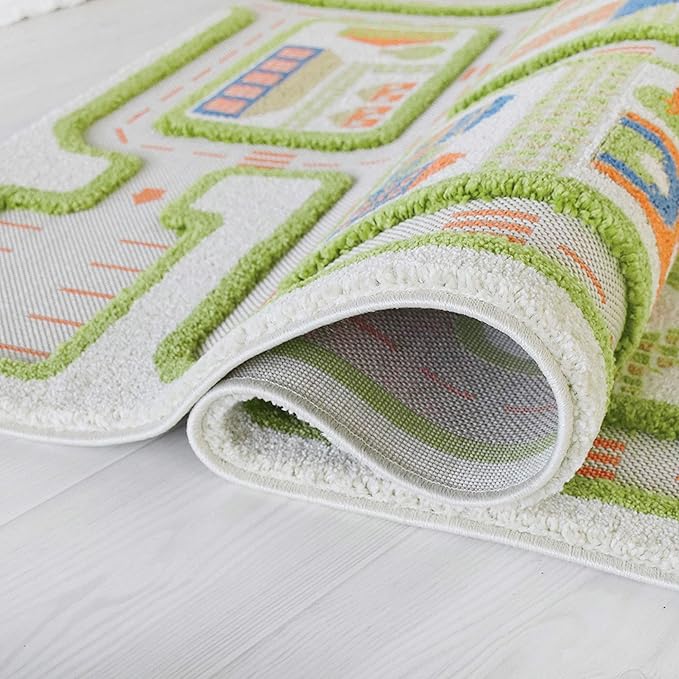 IVI 3D Play Carpet 71 x 52.5-inch Educational Green Traffic Soft Floor Rug Mat for Bedroom, Kids Den, or Playroom, Large