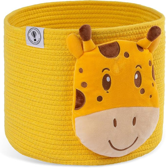 Petit Voyager Giraffe Baby Basket - Charming Cotton Rope Nursery Basket, Cute Basket for Decor and Toy Baskets for Kids Room, Decorative Animal Baskets for Nursery
