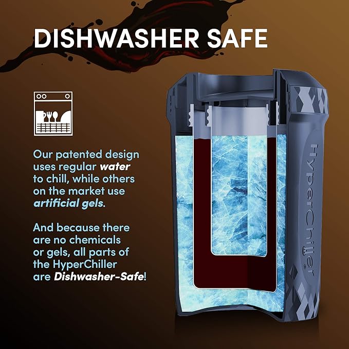 HyperChiller HC2BG# Patented Iced Coffee/Beverage Cooler, NEW, IMPROVED,STRONGER AND MORE DURABLE! Ready in One Minute, Reusable for Iced Tea, Wine, Spirits, Alcohol, Juice, 12.5 Oz, Cobalt