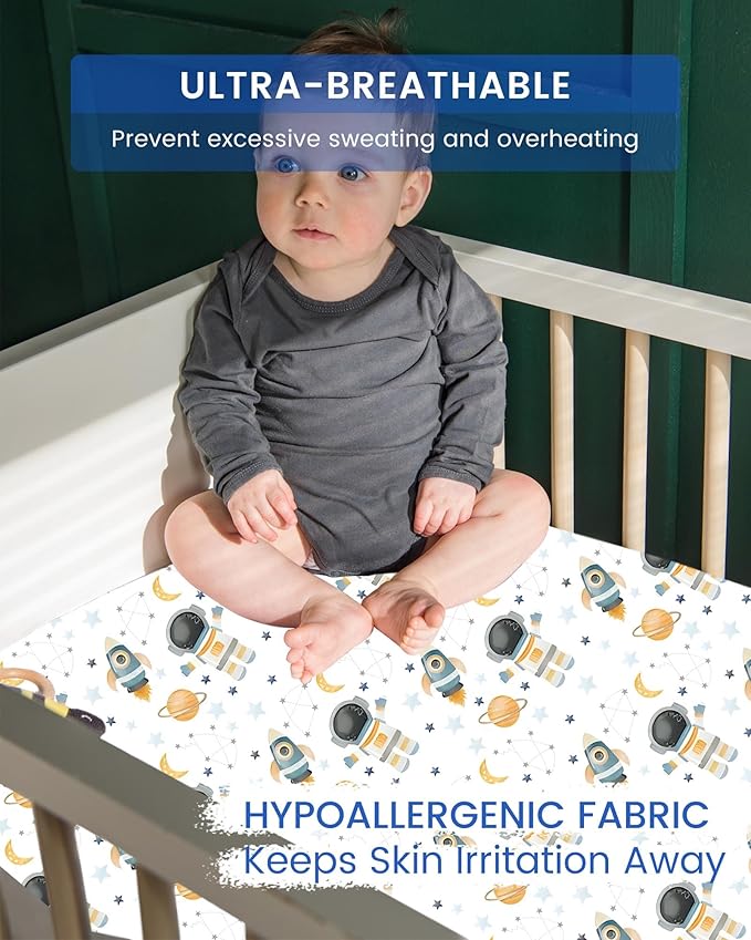 Premium Fitted Baby Boy Crib Sheets for Standard Crib Mattress - Ultra-Soft Jersey Knit Crib Mattress Sheet, Safe and Snug, Durable, Stylish Crib Sheet, 28''x52''x9'' Extra Deep Pocket