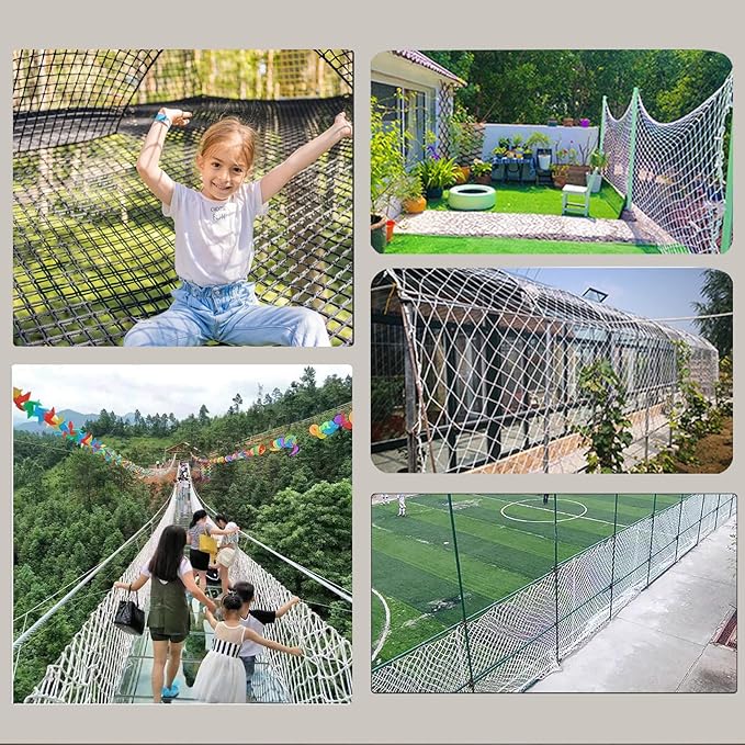 Rope Net Kids Safety Rope Netting Stairs Balcony Fence Safety Net Child Railing Playground Protection Rope Netting Indoor and Outdoor Decor Net White (4mm,1X5m)