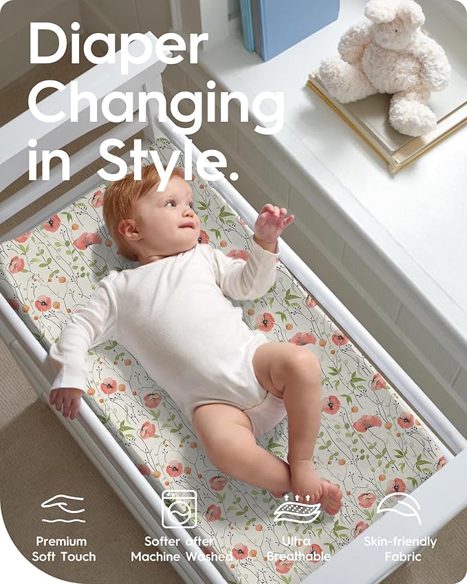 Changing Pad Cover for Girls Boys, TotBasic Premium Soft Boho Changing Table Covers, Stretchy Jersey Changing Table Sheets - Fits All Standard Changing Tables - 2 Pack