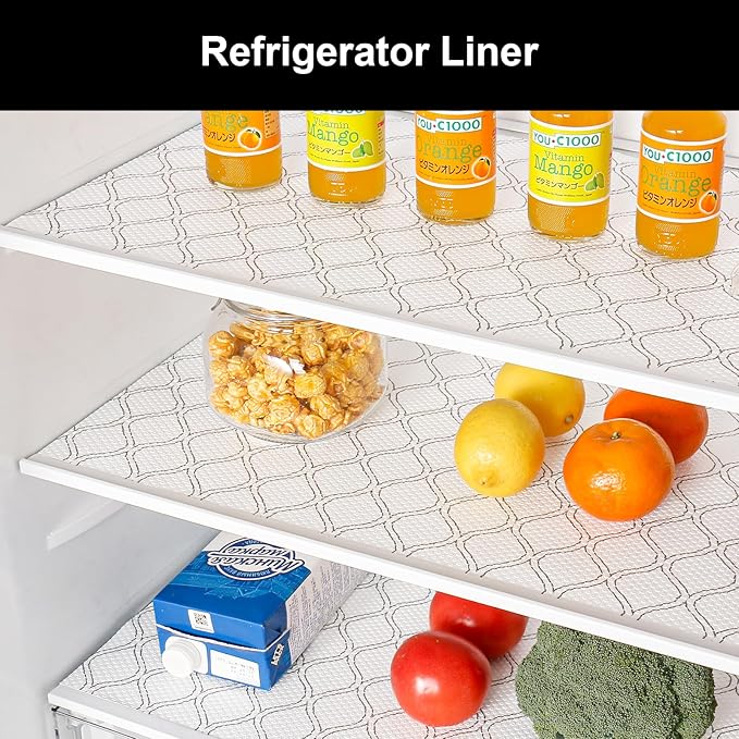Cooyes Shelf Liner Drawer Liners, Shelf Liners for Kitchen Cabinets, Non Adhesive Cabinet Liner, EVA Waterproof Oil-Proof Non-Slip Refrigerator Liners for Shelves (White, 12 Inches x 20 FT)