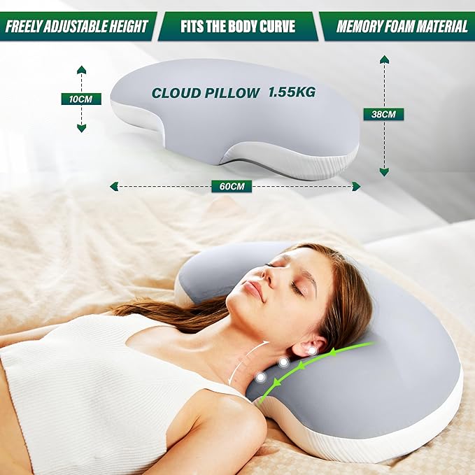 Cervical Pillow for Neck Pain Relief, Ergonomic Hollow Design, Odorless Memory Foam Pillow for Sleeping, Orthopedic Contour Neck Support Pillows for Side, Back, and Stomach Sleepers, [Purple]