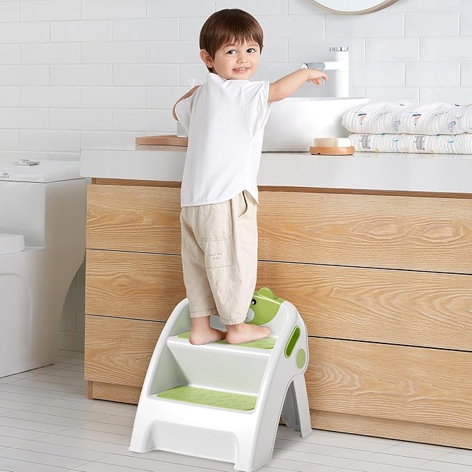 Folding Kids Step Stool for Bathroom and Potty Training,2.9lbs,Anti-Slip, Anti-Tip A-Frame Design with 10-Second Setup-Potty 2 Step Stool for Toddlers,CPC Certified for Safety and Easy Hand Washing