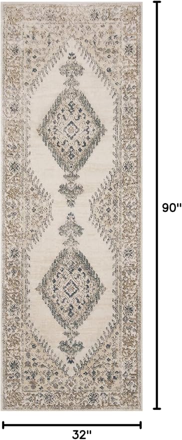 Loloi II Teagan Collection TEA-02 Oatmeal/Ivory 2'-8" x 7'-6", .25" Thick, Runner Rug, Soft, Durable, Neutral, Woven, Low Pile, Non-Shedding, Easy Clean, Living Room Rug