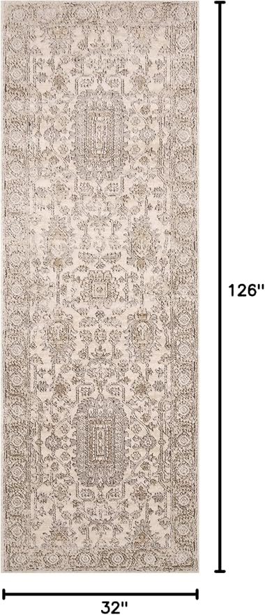 Loloi II Teagan Collection TEA-03 Ivory/Sand 2'-8" x 10'-6", .25" Thick, Runner Rug, Soft, Durable, Neutral, Woven, Low Pile, Non-Shedding, Easy Clean, Living Room Rug