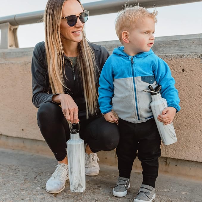 BrüMate ReHydration Mini Kids Water Bottle | 100% Leakproof Insulated Water Bottle for Kids with Straw | Stainless Steel Water Canteen | Perfect Kids Water Bottle for School | 16oz (Gold Leopard)