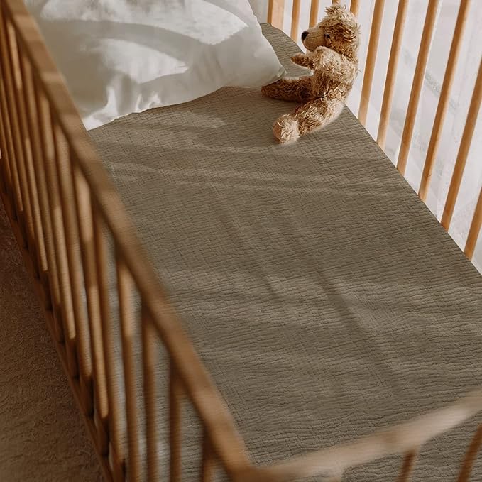 Baby Muslin Crib Sheets - Toddler Cotton Fitted Crib Sheets Neutral for Boys and Girls 2Pack