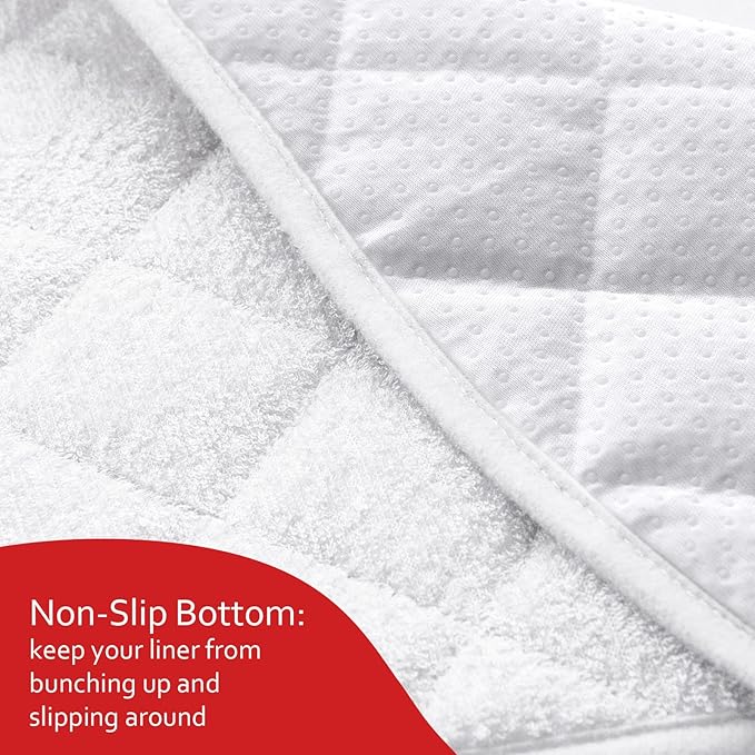 Moonsea Quilted Thicker Changing Pad Liner 3 Pack Waterproof, Fit for Changing Pad Liners are Warm On a Baby's Back Non-Slip Design Reusable Pads Machine Washable, White