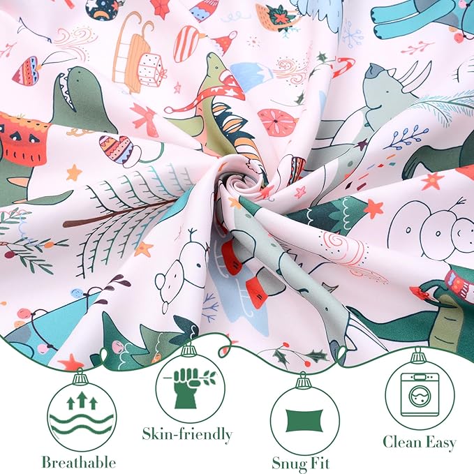 JISEN Christmas Crib Sheet Dinosaurs Fitted Crib Sheets 1 Piece Soft Baby Crib Sheets for Standard Crib and Toddler Mattress Pink Baby Bed Sheets for Crib for Baby Boys Girls Neutral 28x52 Inch