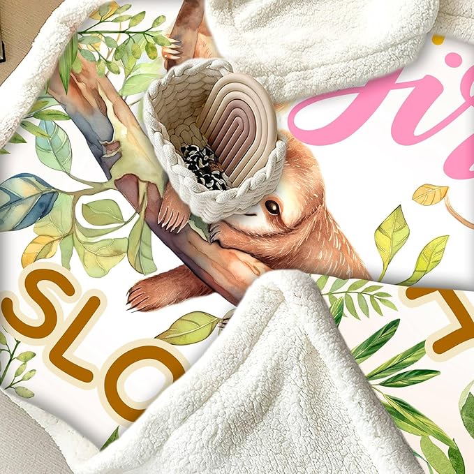 Just A Girl Who Love Sloth Blanket Cute Funny Sloth Decor Throw Blanket Gifts for Girls Boys Sloth Lover Super Warm Soft Plush Bedding Blanket (SLOTH,50"x 60")