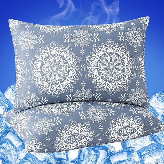 Cooling Pillow Cases for Hot Sleepers - Double Side Arc-Chill Q-Max>0.5 Cooling Fiber Cool Pillow Cases 2 Pack - Breathable Soft Cold Pillow Cases with Hidden Zipper (20" x 36")
