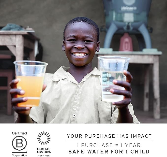 LifeStraw Go Series – Double Wall BPA-Free Vacuum Insulated 18 oz Stainless Steel Water Filter Bottle for travel and everyday use; Icelandic Blue