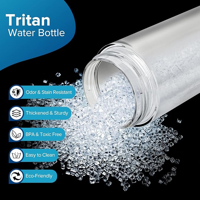 Clear Water Bottle, Reusable Sports Water Bottle Tritan with Leak-Proof Flip Top Lid and Carry Handle for Travel, Gym, Office, Outdoor (White, 21 Oz)
