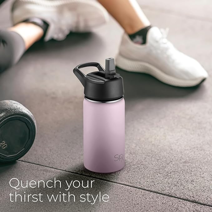 SipX™ Triple-Insulated Stainless Steel Water Bottle 18oz. With 3 Lids, BPA-Free Reusable Insulated Water Bottle Keeps Cold 24 Hours, Metal Water Bottle Made Of Sustainable Material For Hiking & Biking