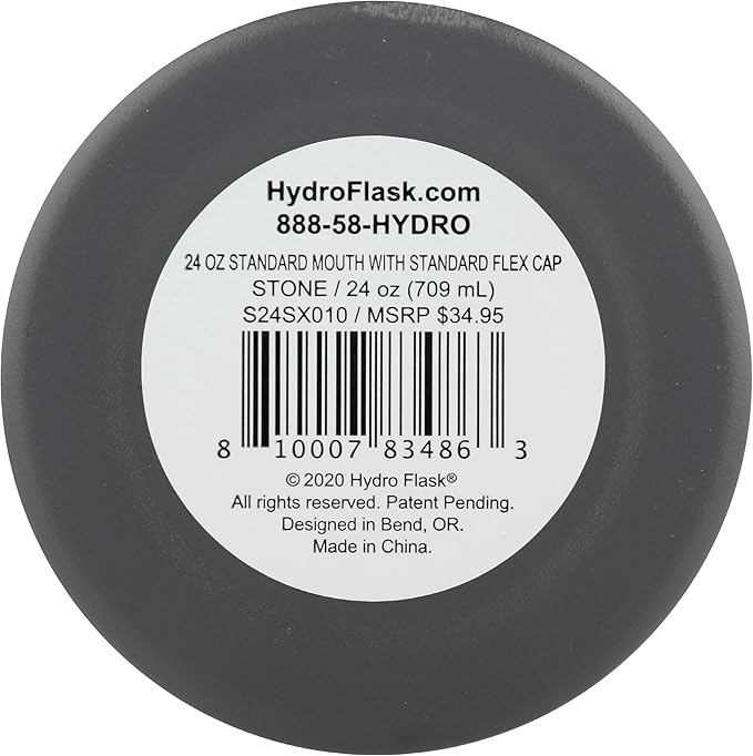 Hydro Flask Stainless Steel Standard Mouth Water Bottle with Flex Cap and Double-Wall Vacuum Insulation