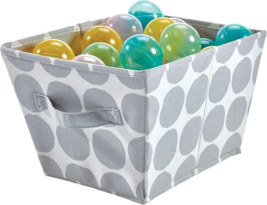 iDesign Dot Fabric Storage Bin, Angled Medium Basket Container with Dual Side Handles for Closet, Bedroom, Toys, Nursery - Gray