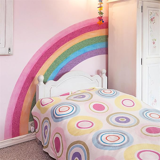 Waterproof Removable Vinyl Huge Rainbow Wall Decal Sticker for Nursery Kidsroom School Classroom Livingroom Bedroom Bathroom Decorations Art Kids Graduation Boho Cute Decals